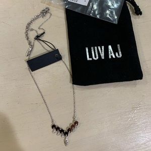 NWT Luv AJ silver tone Disco V charm necklace